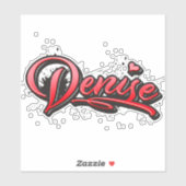 Denise red heart graffiti Autocollants (Feuille)