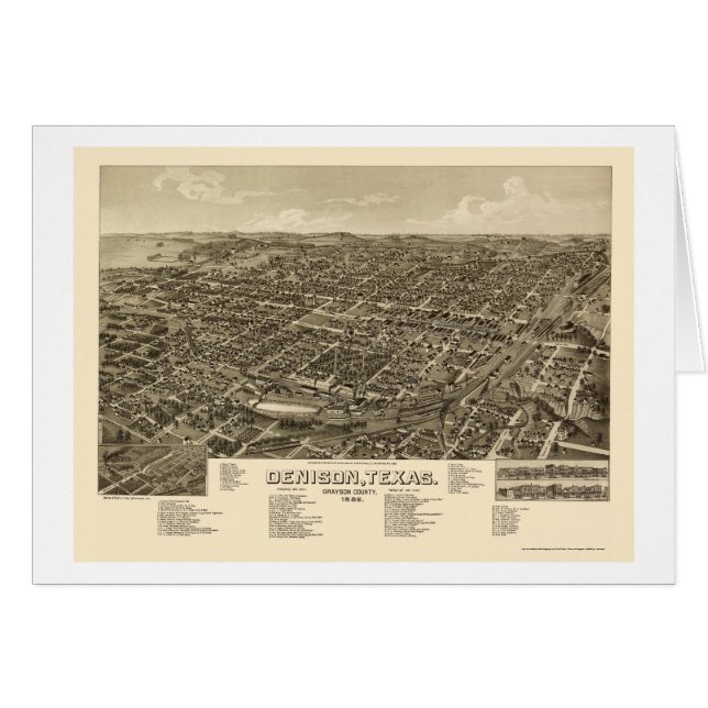 Denison, TX Panoramic Map - 1886 (Voorkant Horizontaal)