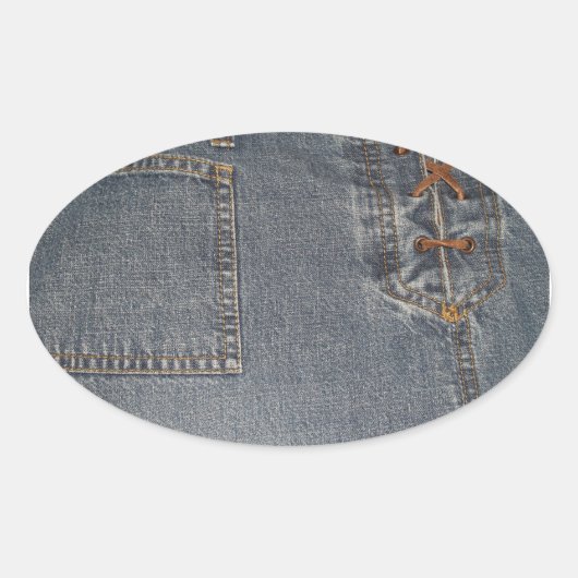 Denium Fabric Background Oval Sticker (Voorkant)