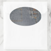 Denium Fabric Background Oval Sticker (Tas)