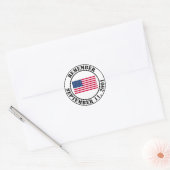 Denk aan 9/11 ronde sticker (Envelop)