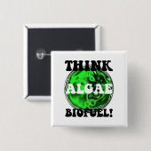 Denk aan algenbiobrandstof! vierkante button 5,1 cm (Voorkant /achterkant)