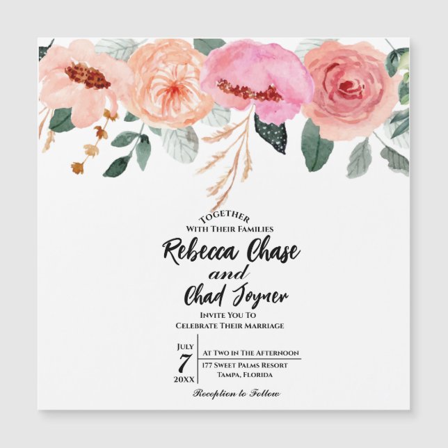 Denk aan de bloem bruiloft uitnodiging magneet (Voorkant)