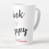 Denk aan de gelukkige logo witte latte mok (Rechterhoek)