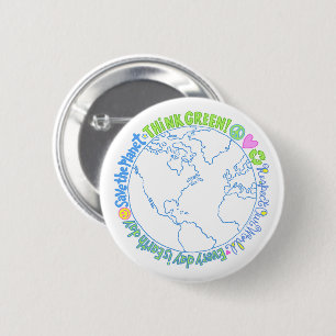 Denk aan de groene wereld ronde button 5,7 cm