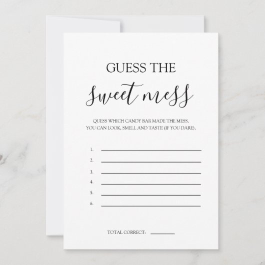 Denk aan de Sweet Mess Game Kaart (Voorkant)