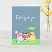 Denk aan drie katten. kaart (Gele Bloem)