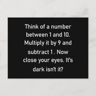 Denk aan een getal tussen 1 en 10. sarcastische g briefkaart