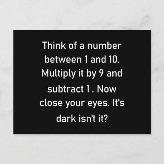 Denk aan een getal tussen 1 en 10.| sarcastische g briefkaart (Voorkant)