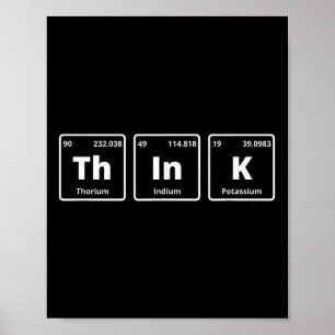 Denk aan een grappig periodiek systeem van element poster
