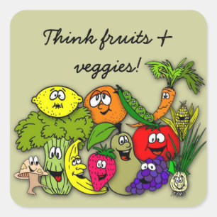 Denk aan fruit 'n veggies vierkante sticker