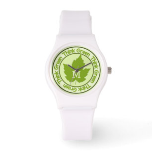 DENK AAN GREEN aangepast monogram Horloge