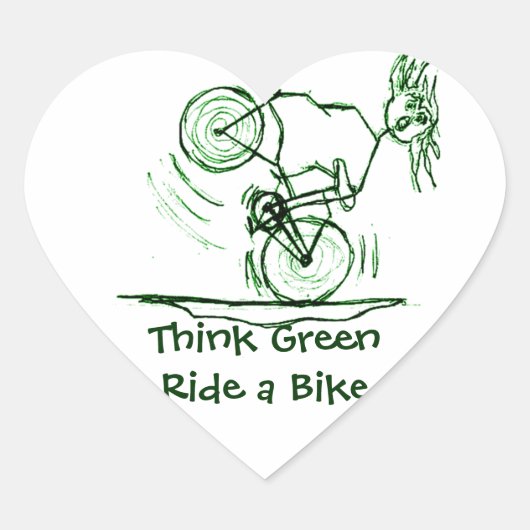 Denk aan Green Ride a Bike Hart Sticker (Voorkant)