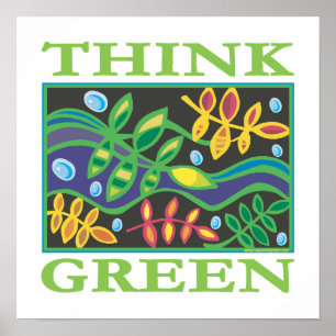 Denk aan groen milieu poster