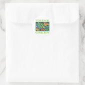 Denk aan groen milieu ronde sticker (Tas)