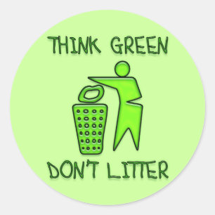 DENK AAN GROEN, NIET LITER RONDE STICKER