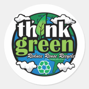 Denk aan groene aarde ronde sticker