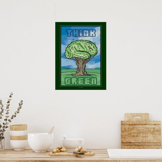 Denk aan Groene Brain Poster (Keuken)