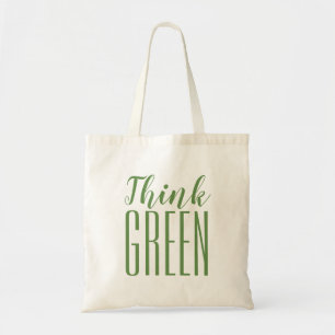 Denk aan groene pro-milieu citaat canvas tas