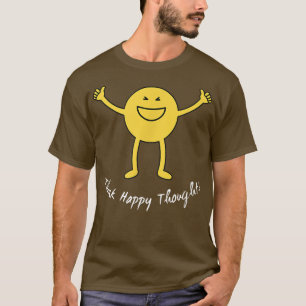 Denk aan Happy Thoughts Cute Yellow Smile Face T-shirt