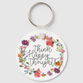 Denk aan Happy Thoughts, inspirerende quote Sleutelhanger (Achterkant)