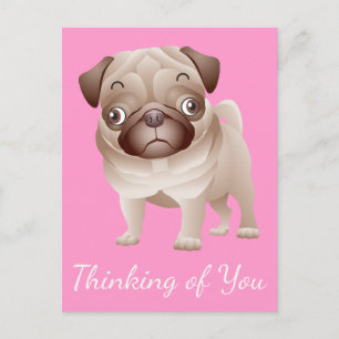 Denk aan het Briefkaart Pug Puppy Dog Pink