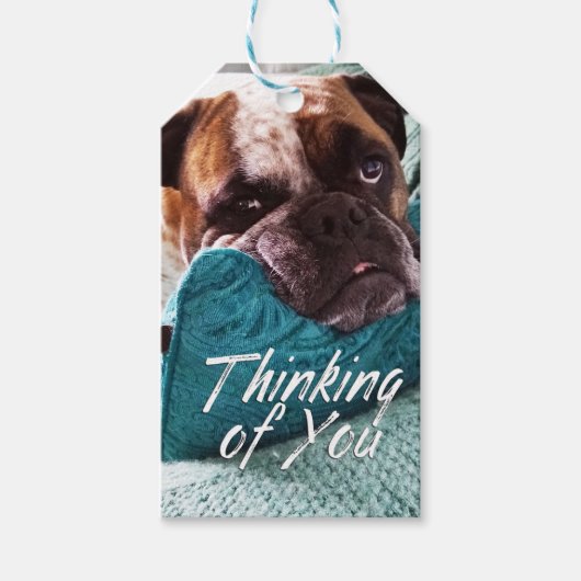 Denk aan het Label van de Bulldog Photo Gift Cadeaulabel (Voorkant)