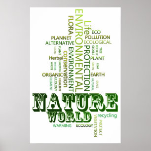 Denk aan het milieu-poster voor groene Natuur Poster