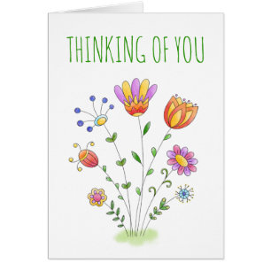 Denk aan je Doodle Flowers Friendship Card