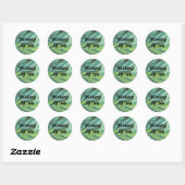 Denk aan je groene gestripte tropische bladeren ronde sticker (Vel)