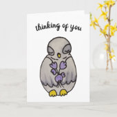 Denk aan je Illustratie Owl Kaart (Gele Bloem)