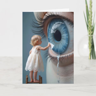 Denk aan je kleine meisje vegen tranen weg kaart