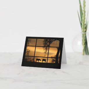Denk aan je paarden in het Sunset Window Kaart