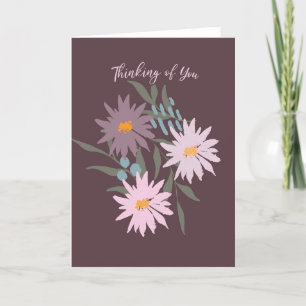 Denk aan je Paarse en roze wilde bloemen Bedankkaart
