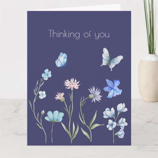 Denk aan Jou Botanische Blauwe Bloemen Kaart (Voorkant)