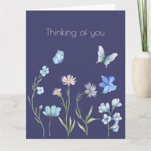 Denk aan Jou Botanische Blauwe Bloemen Kaart