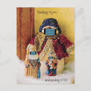 Denk aan jou en Sending Love Santa Snowman Briefkaart