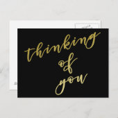 Denk aan jou | Faux Gold Script-Briefkaart Briefkaart (Voorkant / Achterkant)