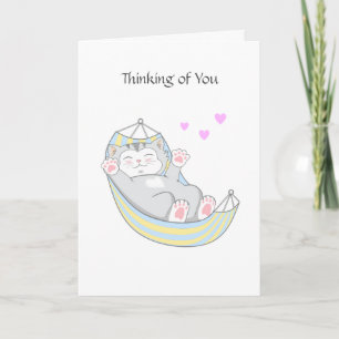 Denk aan Jou Kitty Kat met Hart in Hangmat Kaart