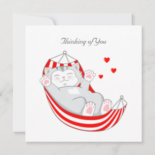 Denk aan Jou Kitty Kat met Harten in Hangmat Kaart
