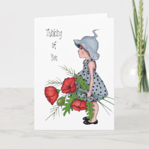 Denk aan jou, meisje met bloemen, kunst kaart