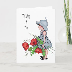 Denk aan jou, meisje met bloemen, kunst kaart