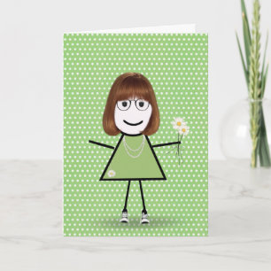 Denk Aan Jou Stickfiguur met Madeliefjes  Kaart