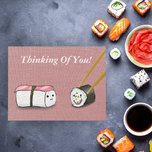 Denk aan jullie Kawaii Sushi Rolls Briefkaart