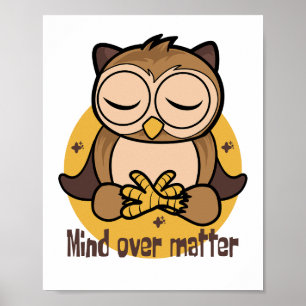 Denk aan materie Kawaii grappige uil die yogha bru Poster
