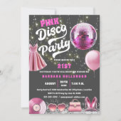 Denk aan Pink Core Disco Party Kaart (Voorkant)