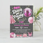 Denk aan Pink Core Disco Party Kaart (Staand voorkant)