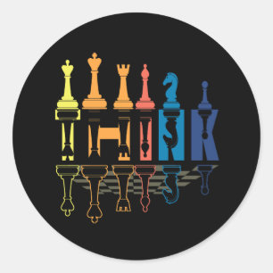 Denk aan Retro  schaakstukken Speler Coach Boar Ronde Sticker