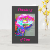 Denk aan u - Roze papaver Kaart (Gele Bloem)