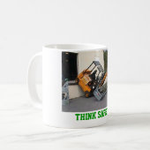 Denk aan veiligheid! koffiemok (Voorkant links)